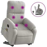 vidaXL Sillón reclinable de masaje elevable tela microfibra Gris claro, Gris oscuro, Negro Sillon Dormitorio Sillon Comodos Silla Relax Sillón Sofá - details 0