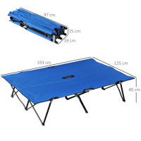 Outsunny Cama de Camping Plegable Cama de Acampada con Bolsa de Transporte y Marco Metálico Carga 136 kg para Playa Senderismo 193x125x40 cm Azul - details 2