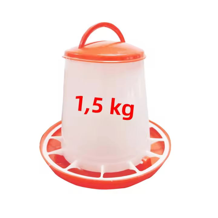 Alfombra De Alimentos Para Pollos 1.5kg Plástico Con Tapa Y Asa Herramienta De Alimentación Para Pato Y Pollo Suministros De Alimentación Y Riego - 1
