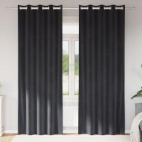 Cortinas Opacas vidaXL con Ojales 2 pcs Gris Oscuro Terciopelo - details 0
