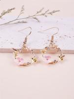 Pendientes Colgantes De Abeja Y Flor De Alta Clase Para Mujer Estilo Romántico Y Casual Metal Zinc Aleación Forma Redonda Moda De Viaje Y Festividad - details 1