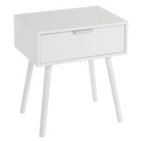 JJBLOOM-Mesa de Centro, Mesita De Noche Mueble Lateral De Mesita De Noche Moderna E Innovadora con Cajón para Dormitorio，Mesita de noche de 1 cajón blanca de madera de 45x35x59cm - details 1
