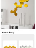 Pegatinas De Espejo Acrílico Hexagonal 12pcs Decoración De Pared Cristal Estereoscópico Para El Hogar Adhesivos De Espejo - details 7