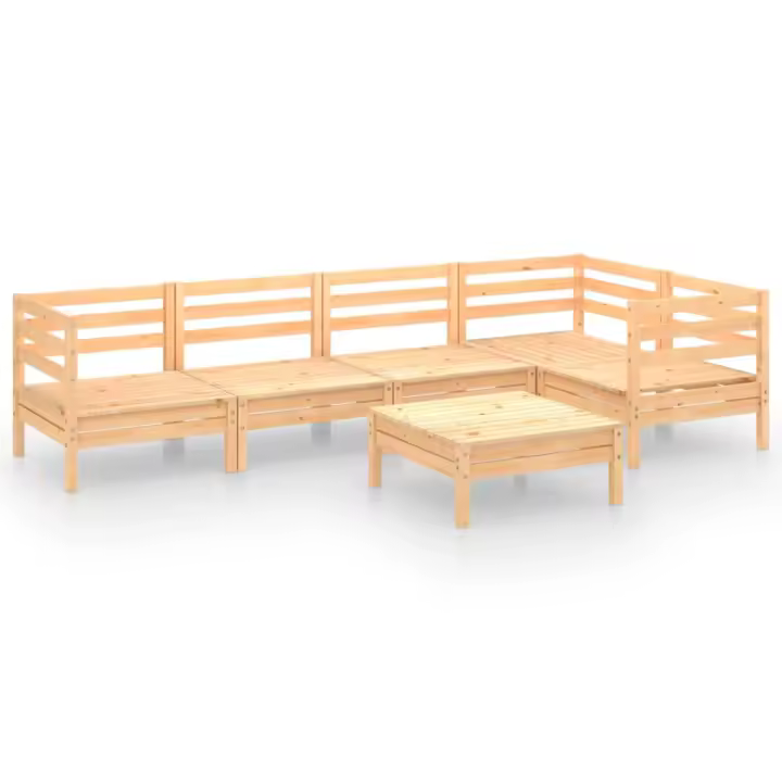 vidaXL Juego de muebles de jardín 6 piezas madera maciza pino - 1