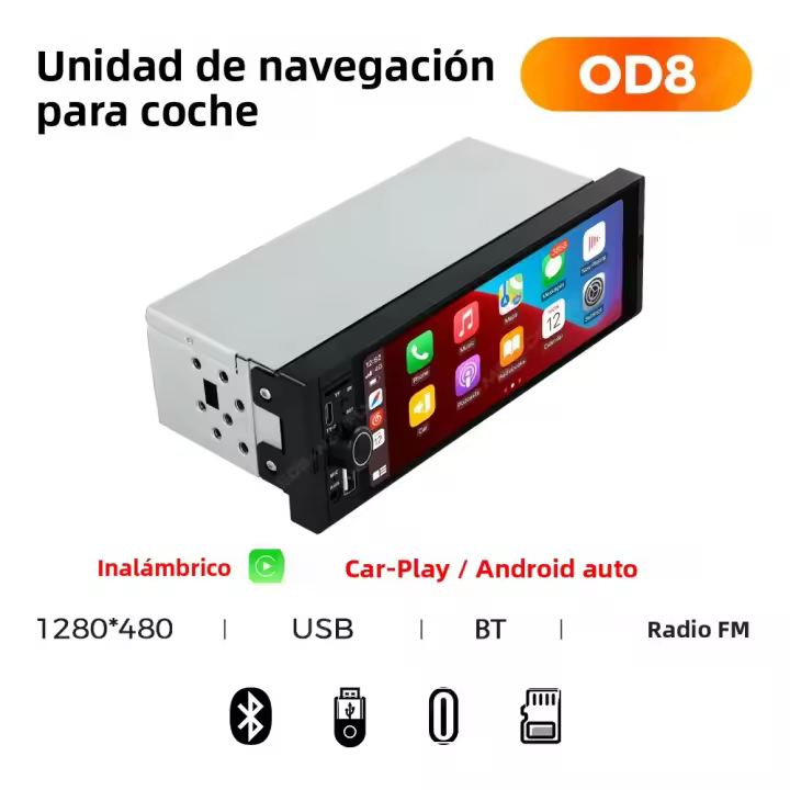 Receptor De Radio Para Coche Universal 1 Din Pantalla Táctil HD Con Control De Un Botón CarPlay MP5 Soporte FM Y USB Para Hyundai Lada Toyota Nissan Ford - 1