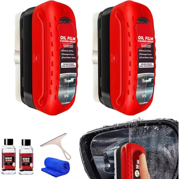 Limpiador de vidrios Dodorado, limpiacristales Elemenix, tabla para limpiar parabrisas, cepillo para limpiar películas de aceite de automóvil, película repelente de aceite para ventanas de coche (2 unidades) - 1