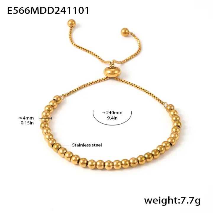 Maple inoxidable de cuentes de Cuerda pulsera Chapada en oro clásico Unisex Joyería Ajustable Última Regalo - 1