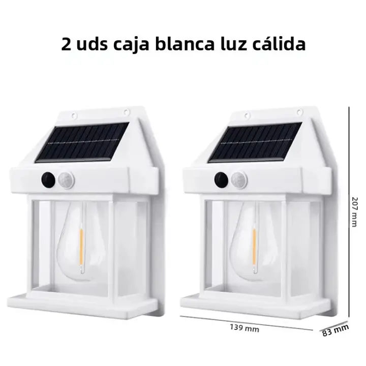 2PCS Luz Solar Exterior Jardín Inducción Corporal Lámpara De Pared Para Casa Villa Balcón Decorativa IP65 Impermeable - 1
