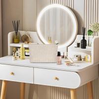 Neceser de cosmética Beige, Bolsa de Cosméticos para Mujer, Neceser de Pana, Bolsa de Maquillaje para Viajes - details 1