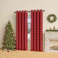 Cortinas De Navidad a Cuadros Térmicas Y Antipolvo Con Anillos Para Ventanas Cortina Negra Para Dormitorio Y Sala De Estar - details 2