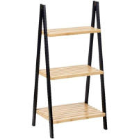STARLEY-Estantería Escalera Negro Natural Bambú Madera 3 estantes 40x30x81.5cm,4 estantes 40 x 30 x 109 cm - details 0