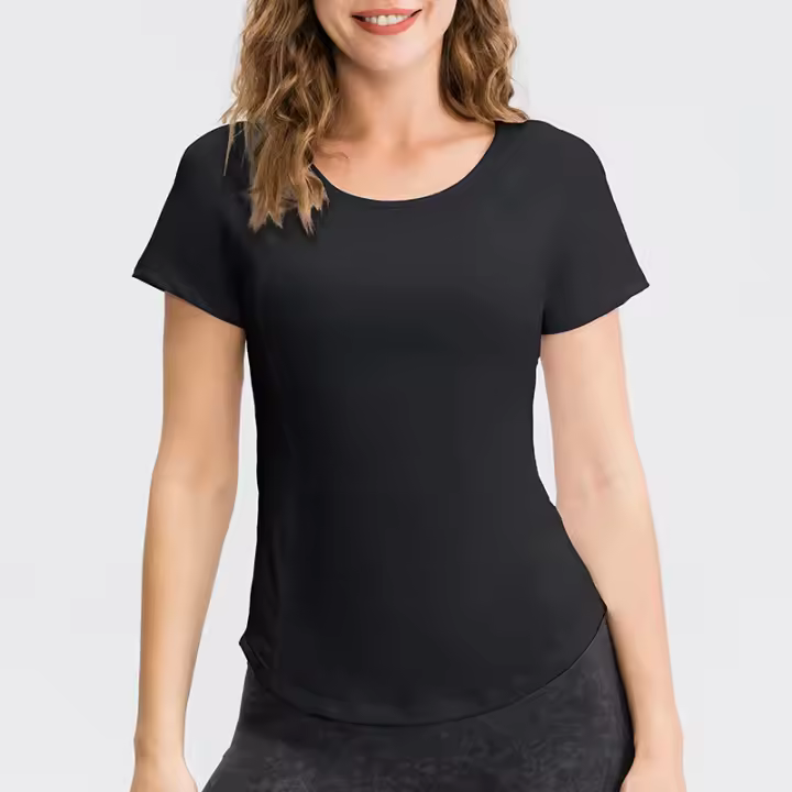 Top De Yoga Para Mujer Transpirable Quick Dry Manga Corta Deporte Fitness Running Camiseta De Gimnasio Ropa Deportiva - 1