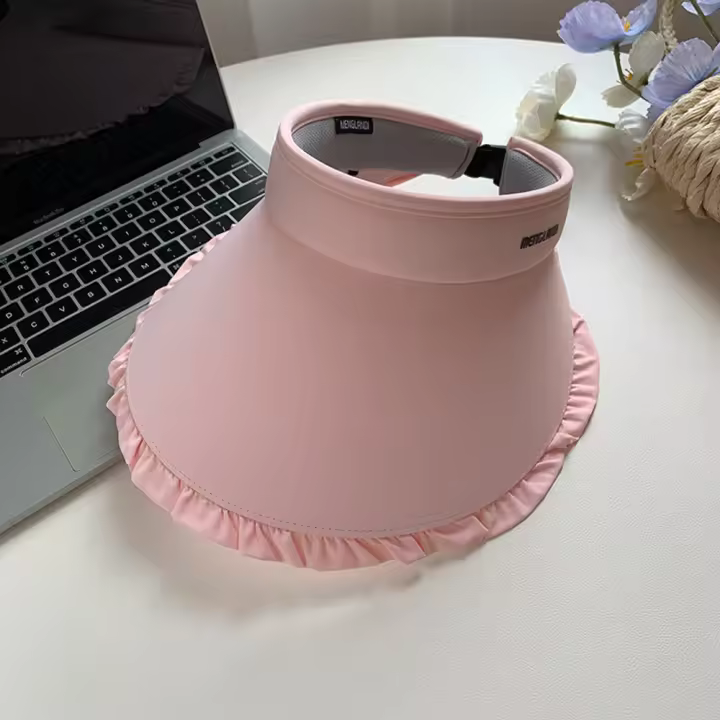 Sombrero De Verano En Seda Helada Para Mujer Con Alas Grandes Y Encaje Protección Solar Transpirable Y UV Resistente - 1