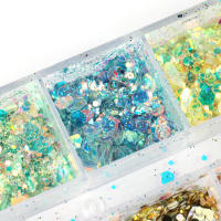 12Grillas De Brillo Holográfico Para Uñas En Rosa Oro Y Plata Decoraciones De Artículos De Manicura Con Lentejuelas Paillettes Spangles Slices - details 4