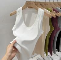 Camisola De Mujer 2025 Estilo Coreano Sólida Con Cuello Redondo Bajo Y Ribbed Basic Summmer Elasticado Slim Versátil - details 0