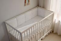 LALA - Juego de ropa de Cama para Cuna de Bebe, Gasa Anticolisión de Algodón PUE, Elephant Blanco, Pieza Enter de 30*30, lavable, - details 4