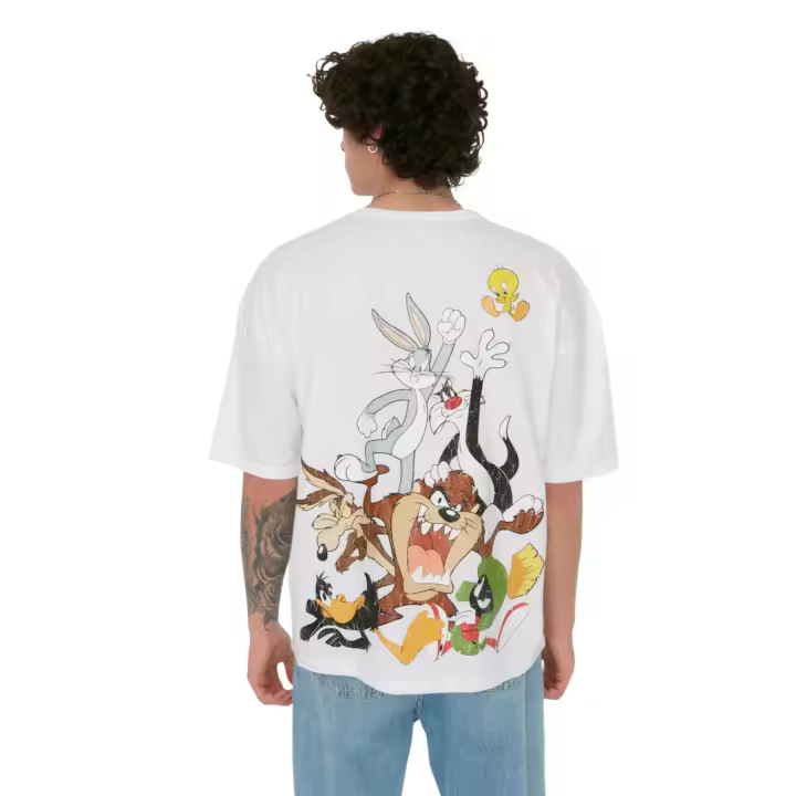 Trendyol White Oversize/Wide Cut Crew Neck Looney Tunes Printed Licensed T-Shirt Tmnss22Ts0089 - 1