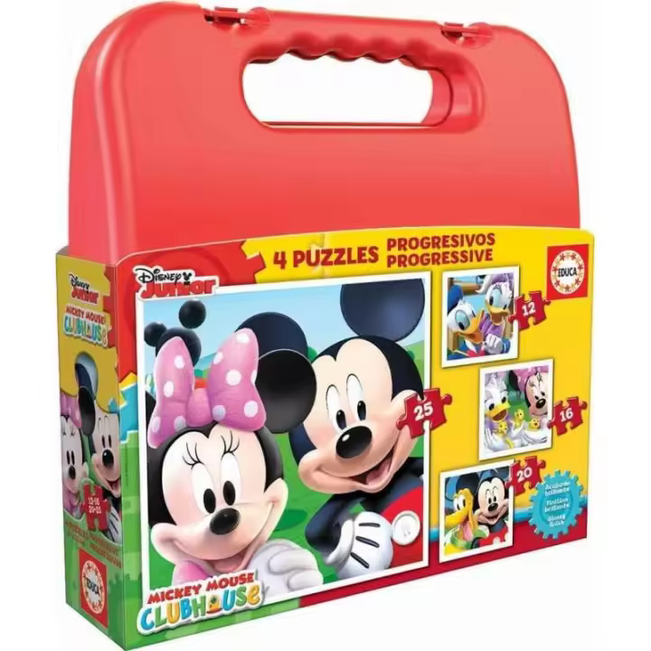Maleta Puzzles Progresivos Mickey Mouse 12+16+20+25 de Educa - 1