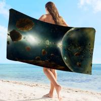 Toalla De Playa Absorbente Y Secado Rápido Con Diseño De Arte Del Universo Estelar Y Planetario Microfibra Para Yoga Natación Y Senderismo - details 10