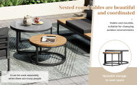 Conjunto de muebles de Jardín (4-5 alojamientos), 2 mesas de café apilables, Marco de Hierro galvanizado, muebles de Jardín, incluidos - details 2