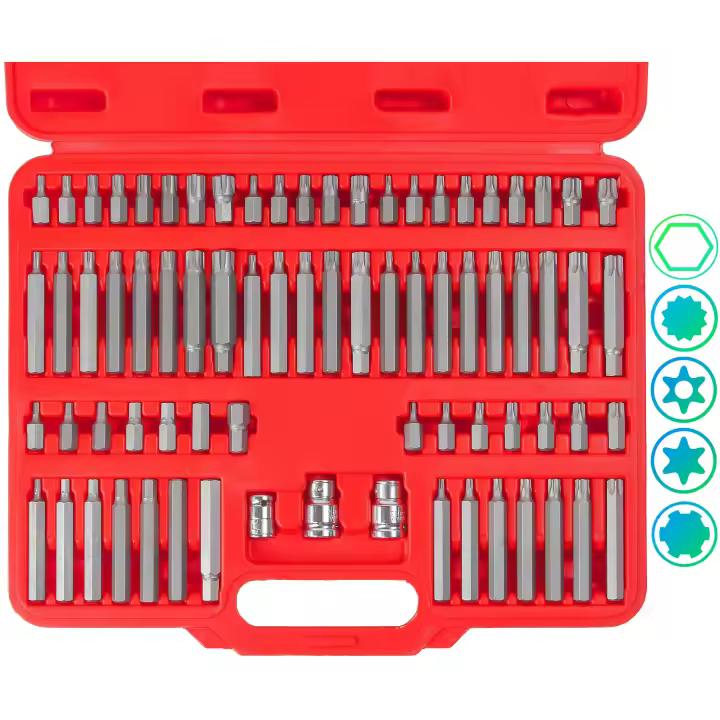 JOMAFA - Juego de puntas combinadas ALLEN hexagonales, TORX, TORX inviolable, RIBE y XZN spline, 75 piezas - 3251 - 1