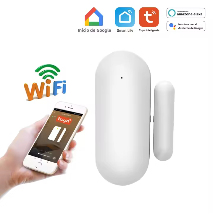 Sensor De Puerta Y Ventana Inteligente Tuya Para El Hogar Conexión WiFi Notificaciones De Aplicación Alarma De Seguridad Protección - 1