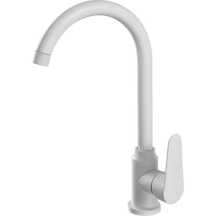 Grifo Monomando Cocina Blanco con Latiguillos 400mm y Certificación CE - 1