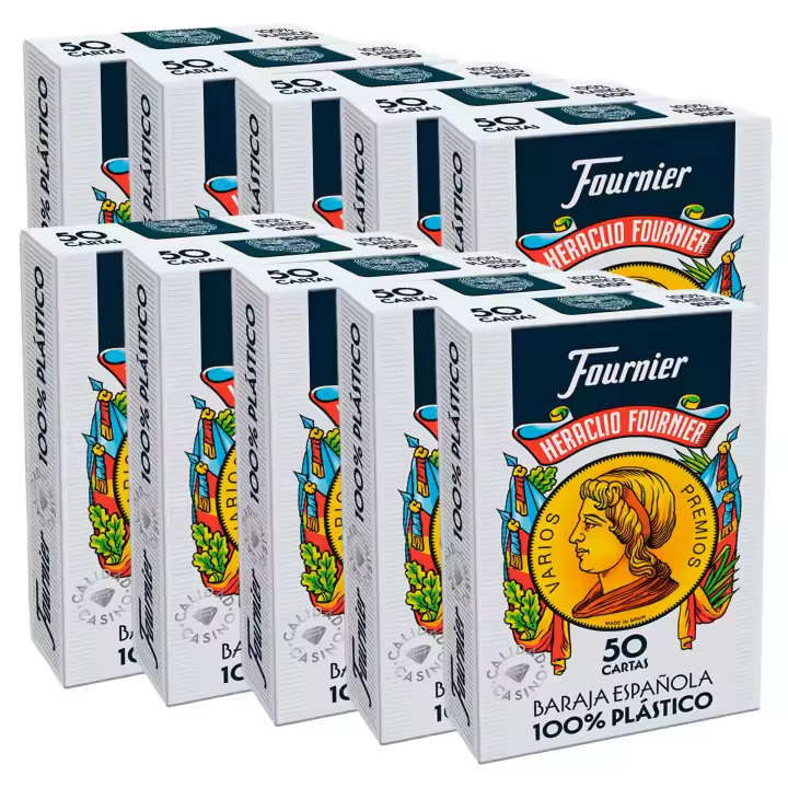 Pack 10 uds de Baraja Española Fournier Plástico 50 Cartas - Calidad Casino - 1