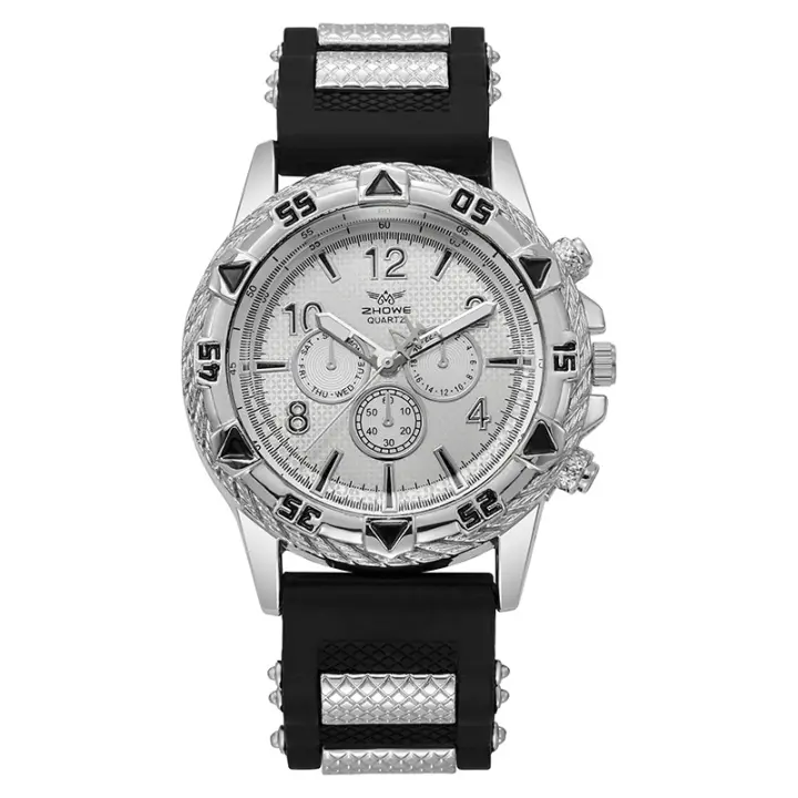 Reloj De Moda Para Hombre Con Correa De Silicona Casual Reloj De Pulsera Cuarzo Deportivo Con Marcadores Numerales Arábicos - 1