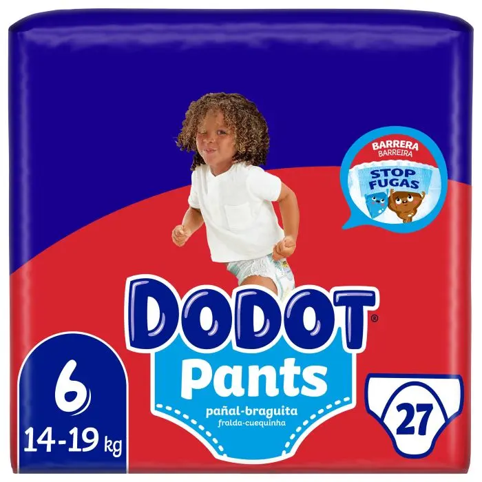 Dodot Pañales Bebé Pants Talla 6 (14-19 kg), PACK DE (27, 54, 81, o 108) Pañales, Pañal-Braguita con Ajuste 360° Anti-Fugas, Pack Mensual - 1