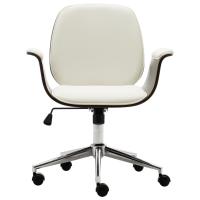 vidaXL Silla de oficina de madera curvada y cuero sintético blanco - details 1