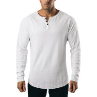 Camiseta De Manga Larga Para Hombre Estilo Hip Hop Casual Fitness Musculado Cuello V Ajustada Algodón Sport Gym - details 7