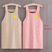 Delantal De Algodón Puro Para Cocina En Casa Resistente Al Enfriamiento Transpirable Para Mujer Ropa De Trabajo Adulto Delantales De Cintura - details 2