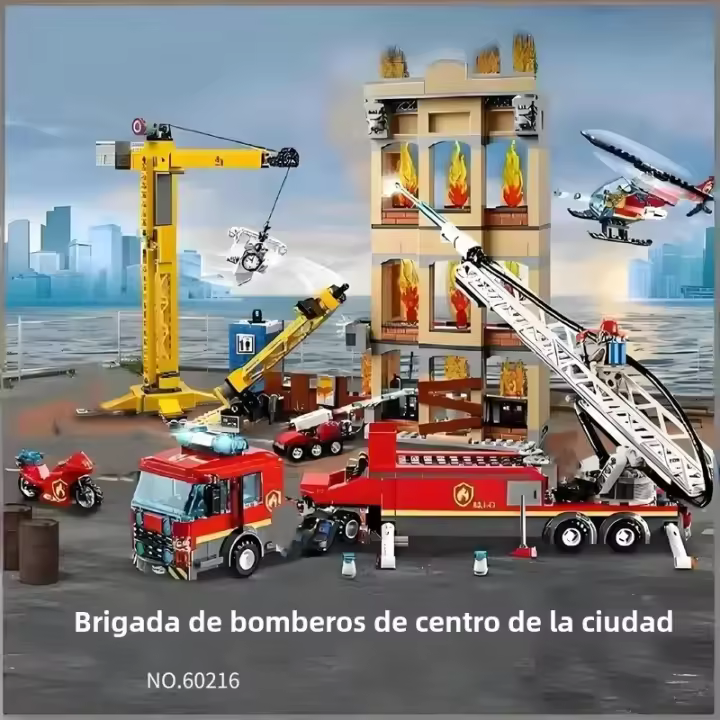 Juguete De Construcción Para Niños Estación De Bomberos Y Helicóptero De La Serie Ciudad Escala Universal Bloques Pequeños Compatible Con Lego - 1