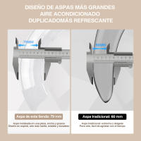 Ventilador de Techo con Luz LED 72W – Motor DC Silencioso – Aspas Retráctiles – 6 Velocidades, Luz Cálida, Día y Fría (3000K-4000K-6000K) – Temporizador – Ø102 cm, Mando Incluido [Clase de eficiencia energética E] - details 10