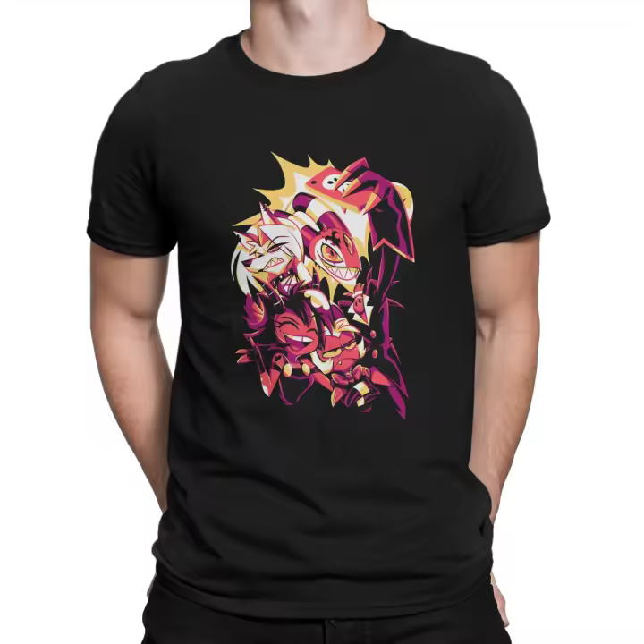 Camiseta De Algodón Puro Para Hombre Blitzo Novelty Con Diseño De Helluva Boss Camiseta De Verano Con Cuello Redondo Y Mangas Cortas Para Uso Casual - 1