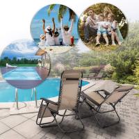 Silla de gravedad cero, plegable al aire libre, silla de descanso ajustable 65*90*110cm , 120kgs de capacidad de peso, reclinable con soporte para tazas y almohadas para patio, piscina, playa, césped, terraza, patio, juego de 2 – marrón - details 2