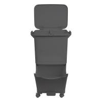 Papelera de reciclaje de clasificación selectiva con pedal, rudas y asa de doble compartimentos Color Negro antracita de 38L (24L + 14L) - details 7