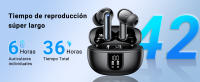Auriculares Inalámbricos Bluetooth 5.3, Auriculares HiFi Estéreo, Incorporado ENC Cancelación de Ruido 42H Cascos Control Táctil Pantalla LED, IP6 Impermeables Blanco [Clase de eficiencia energética A+++] - details 0