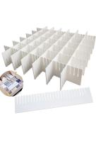 Pack de 3 paquetes x 2 unid. Separadores de cajones ajustables con hebilla fija, Divisores recortables, 42.3x10cm, Organizador cajon para calcetines, ropa interior, maquillaje, cocina, dormitorio, tocador, Blanco (2 piezas por paquete) - details 1
