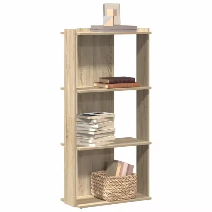 Librería 3 estantes madera ingeniería roble sonoma 60x30x120 cm - 1