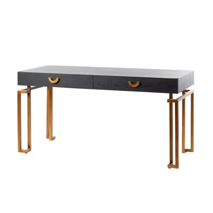 Adda Home Escritorio Madera-Metal Negro-Dorado 150x60x77cm - Funcionalidad y Estilo - 1