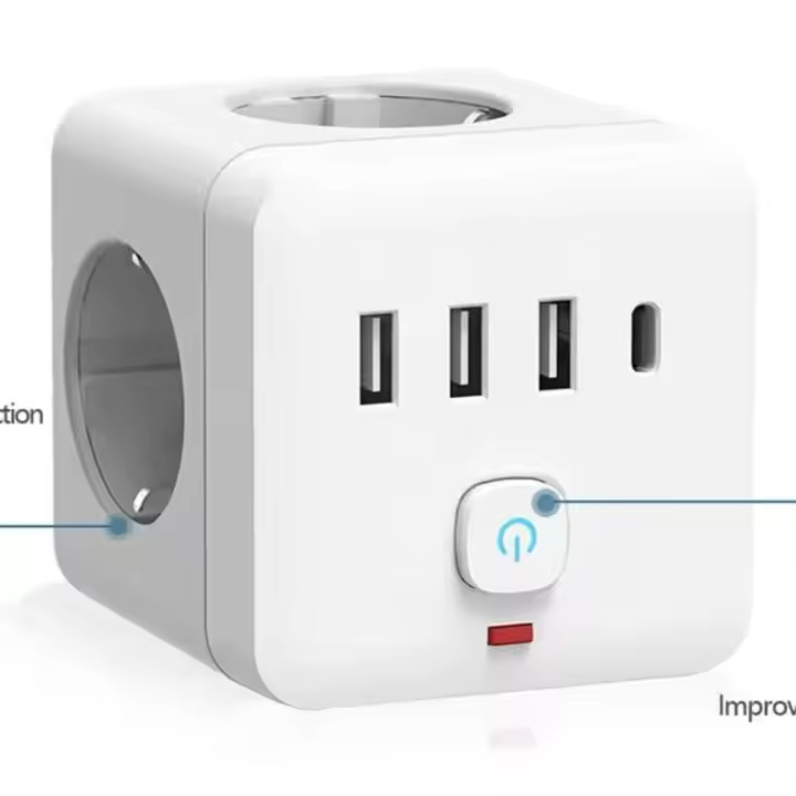 ORION91 Enchufe 7 en 1 Blanco, Protector contra sobretensiones, 3 salidas de CA, 3 USB, 1 tipo C - SpazioLuzio - 1