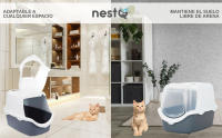 nestQ - Arenero Gatos Cubierto Cerrado - Caja de Arena para Gatos con Diseño Moderno y Funcionalidad WC Gatos - Caixa de Areia para Gatos - Litter Box Innovadora - Bandeja Sanitaria Cagadero Gatos - details 1