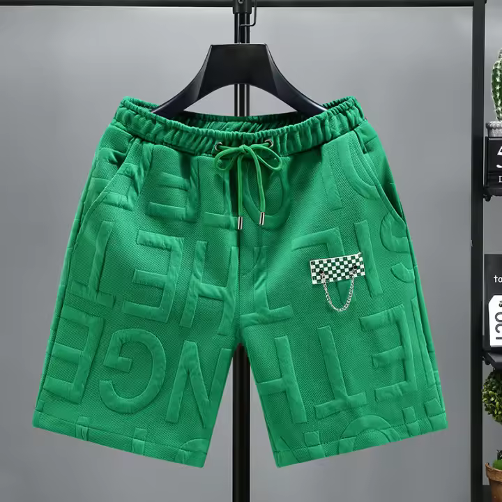 Nuevos Pantalones Cortos De Hombre Moda Knitted Cintura Elástica Cómoda Transpirable Talla Grande Estilo Casual Verano - 1