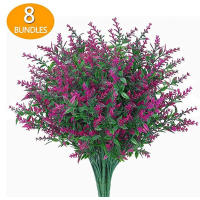 8pcs Flores Artificiales De Lavanda Faux UV Resistentes Para Decoración De Hogar Y Bodas Accesorios De Flores Plásticas Para Exterior - details 1