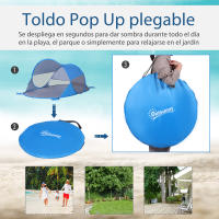 Outsunny Tienda de Playa Plegable Carpa de Playa Automático para 1-2 Personas con 1 Puerta 2 Ventanas y Bolsa de Transporte para Parque Camping 200x120x90 cm Azul - details 4
