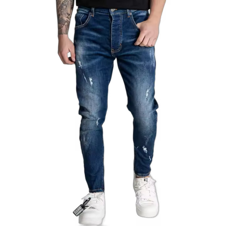 Jeans Gianni Kavanagh Destruidos con Cremallera Marino - 1