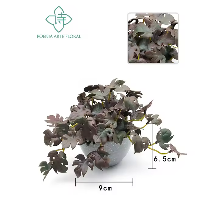 Poenia Arte Floral - Planta Monstera Artificial en Maceta 2PCS - Decoración Moderna - 1