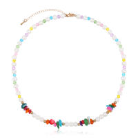 Encanto Gargantillas de cuentas de arroz coloridas y dulces para mujer, collar bohemio romántico con flor de imitación de perlas, cadena para clavícula, regalo de joyería para niñas - details 0